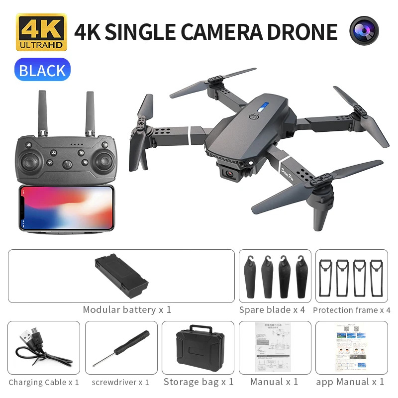 Dron plegable inteligente E88  - Drone Camera Wide Angle reseña y precio